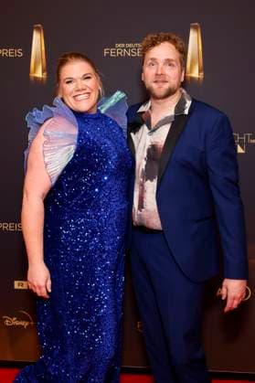 Actress Gisa Flake and her husband actor Knud Riepen on the red carpet at the Night of the Creatives 2025 Every year, the Night of the Creatives on the eve of the German Television Awards presents television awards to people behind the camera Cologne, 09 09 2025 NRW Germany Copyright: xChristophxHardtx