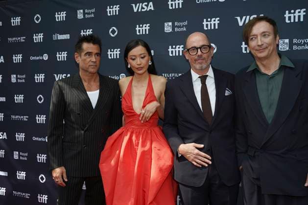 2025 Toronto International Film Festival - ˜Ballad of a Small Player™ Premiere (L-R) Colin Farrell, Fala Chen, Edward Berger and Volker Bertelmann attend the red carpet for the ˜Ballad of a Small Player™ premiere during the 2025 Toronto International Film Festival at The Princess of Wales Theatre. on September 9, 2025 in Toronto, Canada. (Photo by Leonardo Ramirez Eyepix Group) Copyright: xLeonardoxRamirez xEyepixxGroupx LR_09092025_169310