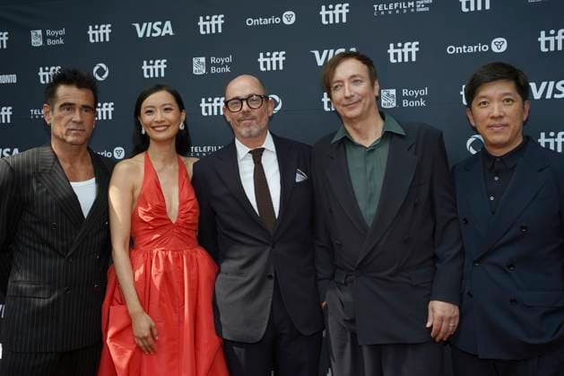 September 9, 2025, Toronto, Ontario, Canada: (L-R) Colin Farrell, Fala Chen, Edward Berger, Volker Bertelmann and Dan Lin attend the red carpet for the Ã¢â‚¬ËœBallad of a Small PlayerÃ¢â‚¬â ¢ premiere during the 2025 Toronto International Film Festival at The Princess of Wales Theatre. on September 9, 2025 in Toronto, Canada. Toronto Canada - ZUMAe321 20250909_zea_e321_153 Copyright: xLeonardoxRamirezx