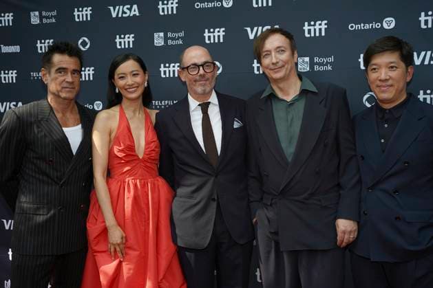 September 9, 2025, Toronto, Ontario, Canada: (L-R) Colin Farrell, Fala Chen, Edward Berger, Volker Bertelmann and Dan Lin attend the red carpet for the Ã¢â‚¬ËœBallad of a Small PlayerÃ¢â‚¬â ¢ premiere during the 2025 Toronto International Film Festival at The Princess of Wales Theatre. on September 9, 2025 in Toronto, Canada. Toronto Canada - ZUMAe321 20250909_zea_e321_080 Copyright: xLeonardoxRamirezx