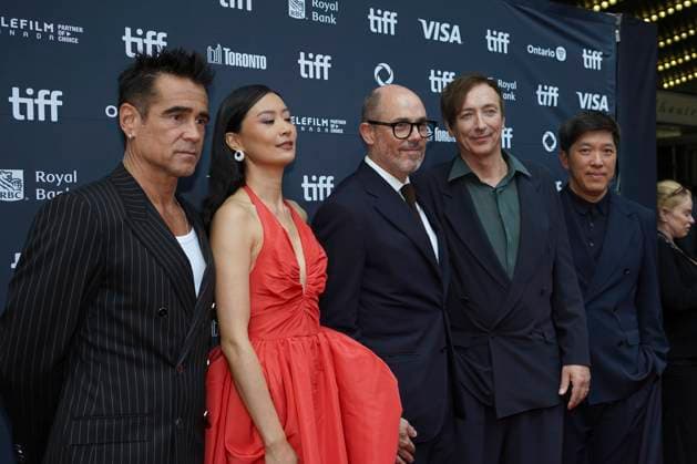 September 9, 2025, Toronto, Ontario, Canada: (L-R) Colin Farrell, Fala Chen, Edward Berger, Volker Bertelmann and Dan Lin attend the red carpet for the Ã¢â‚¬ËœBallad of a Small PlayerÃ¢â‚¬â ¢ premiere during the 2025 Toronto International Film Festival at The Princess of Wales Theatre. on September 9, 2025 in Toronto, Canada. Toronto Canada - ZUMAe321 20250909_zea_e321_113 Copyright: xLeonardoxRamirezx