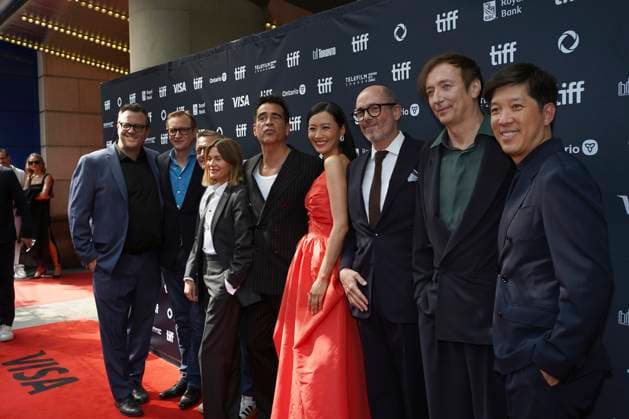 September 9, 2025, Toronto, Ontario, Canada: (L-R) Mike Goodridge, Rowan Joffe, Colin Farrell, Fala Chen, Edward Berger and Volker Bertelmann attend the red carpet for the Ã¢â‚¬ËœBallad of a Small PlayerÃ¢â‚¬â ¢ premiere during the 2025 Toronto International Film Festival at The Princess of Wales Theatre. on September 9, 2025 in Toronto, Canada. Toronto Canada - ZUMAe321 20250909_zea_e321_042 Copyright: xLeonardoxRamirezx