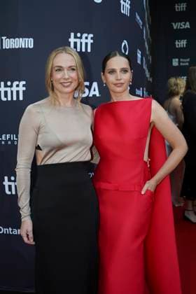 September 9, 2025, Toronto, Ontario, Canada: (L-R) Kerry Condon and Felicity Jones attend the red carpet for the Ã¢â‚¬ËœTrain DreamsÃ¢â‚¬â ¢ premiere during the 2025 Toronto International Film Festival at Royal Alexandra Theatre. on September 9, 2025 in Toronto, Canada. Toronto Canada - ZUMAe321 20250909_zea_e321_326 Copyright: xLeonardoxRamirezx
