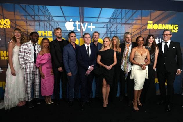 September 9, 2025, New York, New York, USA: The cast and creative team of Ã¢â‚¬oeThe Morning ShowÃ¢â‚¬Â S4 pose on the red carpet,.The Museum of Modern Art, NYC.September 9, 2025. ...The Morning Show S4 Red Carpet,.The Museum of Modern Art, NYC.September 9, 2025. New York USA - ZUMAms4_ 20250909_faf_ms4_024 Copyright: xSoniaxMoskowitzxGordonx