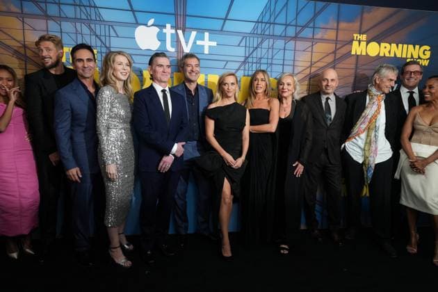 September 9, 2025, New York, New York, USA: The cast and creative team of Ã¢â‚¬oeThe Morning ShowÃ¢â‚¬Â S4 pose on the red carpet,.The Museum of Modern Art, NYC.September 9, 2025. ...The Morning Show S4 Red Carpet,.The Museum of Modern Art, NYC.September 9, 2025. New York USA - ZUMAms4_ 20250909_faf_ms4_025 Copyright: xSoniaxMoskowitzxGordonx
