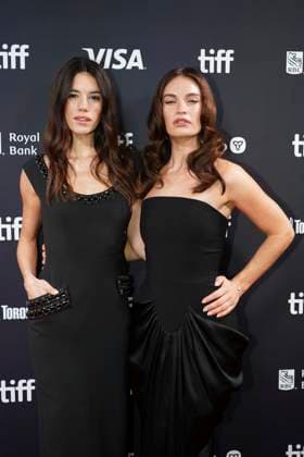 September 9, 2025, Toronto, Ontario, Canada: (L-R) Gala Gordon and Lily James attend the red carpet for the Ã¢â‚¬ËœSwipedÃ¢â‚¬â ¢ premiere during the 2025 Toronto International Film Festival at Roy Thomson Hall. on September 9, 2025 in Toronto, Canada. Toronto Canada - ZUMAe321 20250909_zea_e321_458 Copyright: xLeonardoxRamirezx