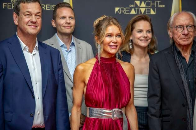 abb The jury Dr Udo Grätz Deputy Editor-in-Chief WDR , Florian Hellenkamp Head of Strategic Program Planning RTL and RTL , Laura Karasek Presenter, Writer, Lawyer , Milena Seyberth Channel Manager ZDF , Wolf Bauer Producer, Jury Chairman on the red carpet at the Night of the Creatives The German Television Award 2025 at the