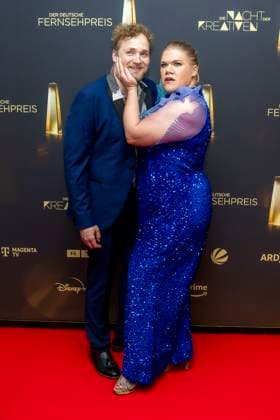 abb Gisa Flake the actress with her husband Knud Riepen on the red carpet at the Night of the Creatives The German Television Award 2025 at the Flora on 09 09 2025 in Cologne NRW Germany