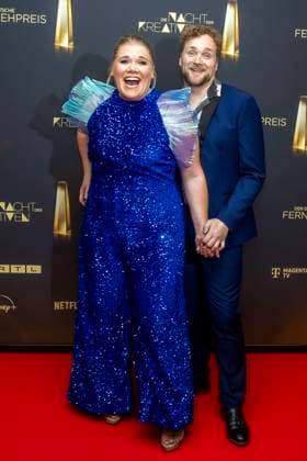 abb Gisa Flake the actress with her husband Knud Riepen on the red carpet at the Night of the Creatives The German Television Award 2025 at the Flora on 09 09 2025 in Cologne NRW Germany