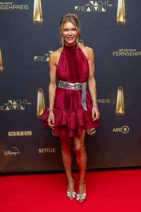 abb Laura Karasek German author and TV presenter Jury member red dress guest on the red carpet at the Night of the Creatives The German Television Award 2025 at the Flora on 09 09 2025 in Cologne NRW Germany