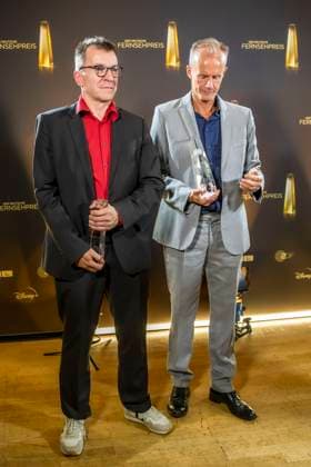 abb Winner Best Book Entertainment Dietrich Kraus, Max Uthoff, for Die Anstalt Friends of the Patriarchy as guests on the red carpet at the Night of the Creatives The German Television Award 2025 at the Flora on 09 09 2025 in Cologne NRW Germany