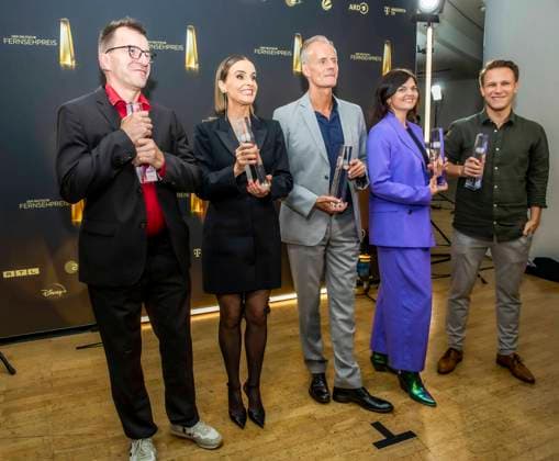 abb Winner Best Book Entertainment, Dietrich Kraus, Maike Kühl, Max Uthoff, Doris Mueller, Cornelius Oettle for Die Anstalt Friends of the Patriarchy as guests on the red carpet at the Night of the Creatives The German Television Award 2025 at the Flora on 09 09 2025 in Cologne NRW Germany
