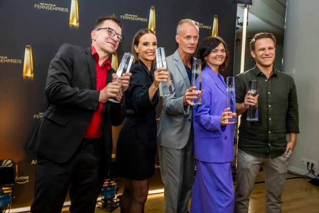 abb Winner Best Book Entertainment, Dietrich Kraus, Maike Kühl, Max Uthoff, Doris Mueller, Cornelius Oettle for Die Anstalt Friends of the Patriarchy as guests on the red carpet at the Night of the Creatives The German Television Award 2025 at the Flora on 09 09 2025 in Cologne NRW Germany