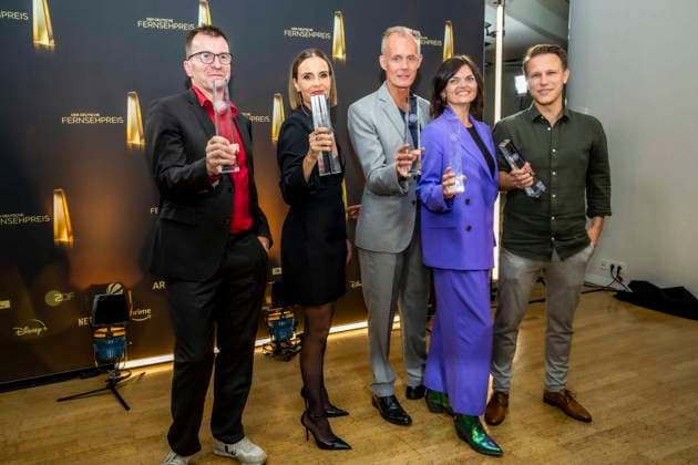 abb Winner Best Book Entertainment, Dietrich Kraus, Maike Kühl, Max Uthoff, Doris Mueller, Cornelius Oettle for Die Anstalt Friends of the Patriarchy as guests on the red carpet at the Night of the Creatives The German Television Award 2025 at the Flora on 09 09 2025 in Cologne NRW Germany