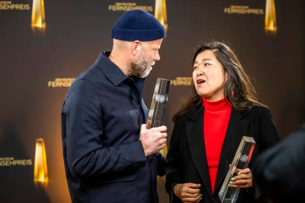 abb Winner Best Cinematography Fiction Tim Kuhn, Jieun Yi fuer Krank Berlin as guests on the red carpet at the Night of the Creatives The German Television Award 2025 at Flora on 09 09 2025 in Cologne NRW Germany