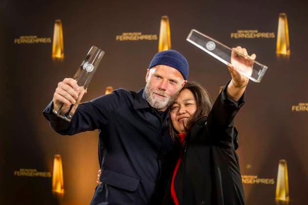 abb Winner Best Cinematography Fiction Tim Kuhn, Jieun Yi fuer Krank Berlin as guests on the red carpet at the Night of the Creatives The German Television Award 2025 at Flora on 09 09 2025 in Cologne NRW Germany