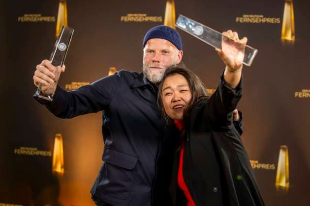 abb Winner Best Cinematography Fiction Tim Kuhn, Jieun Yi fuer Krank Berlin as guests on the red carpet at the Night of the Creatives The German Television Award 2025 at Flora on 09 09 2025 in Cologne NRW Germany