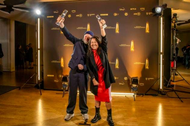 abb Winner Best Cinematography Fiction Tim Kuhn, Jieun Yi fuer Krank Berlin as guests on the red carpet at the Night of the Creatives The German Television Award 2025 at Flora on 09 09 2025 in Cologne NRW Germany