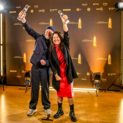 abb Winner Best Cinematography Fiction Tim Kuhn, Jieun Yi fuer Krank Berlin as guests on the red carpet at the Night of the Creatives The German Television Award 2025 at Flora on 09 09 2025 in Cologne NRW Germany