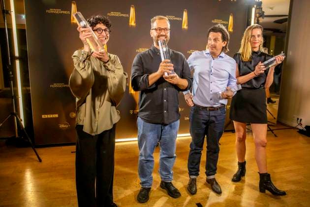abb Winner Best Montage Fiction Andrea PEk, Christoph Otto, Andreas Menn, Friederike Hohmuth für Zeit Verbrechen as guests on the red carpet at the Night of the Creatives The German Television Award 2025 at the Flora on 09 09 2025 in Cologne NRW Germany