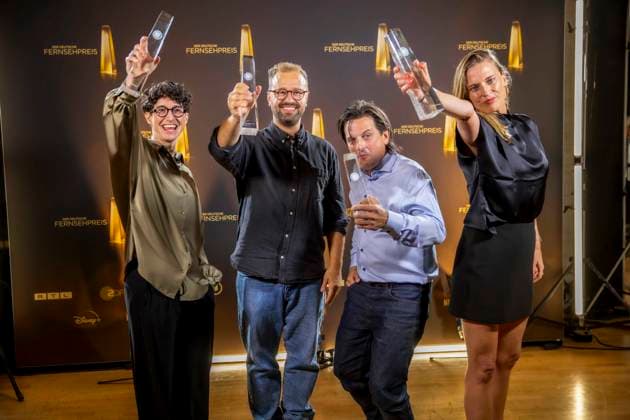 abb Winner Best Montage Fiction Andrea PEk, Christoph Otto, Andreas Menn, Friederike Hohmuth für Zeit Verbrechen as guests on the red carpet at the Night of the Creatives The German Television Award 2025 at the Flora on 09 09 2025 in Cologne NRW Germany