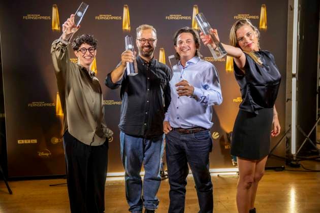 abb Winner Best Montage Fiction Andrea PEk, Christoph Otto, Andreas Menn, Friederike Hohmuth für Zeit Verbrechen as guests on the red carpet at the Night of the Creatives The German Television Award 2025 at the Flora on 09 09 2025 in Cologne NRW Germany