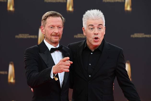 f l Michael KESSLER, Actor, Michael MITTERMEIER, Comedian, Red Carpet, Red Carpet Show, Arrival, German Television Award Ceremony, German Television Award 2025, German Television Award 2025 at MMC Studios Cologne, on 10 09 2025