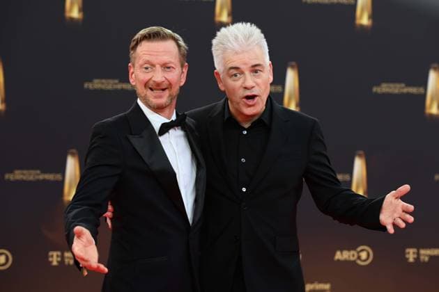 f l Michael KESSLER, Actor, Michael MITTERMEIER, Comedian, Red Carpet, Red Carpet Show, Arrival, German Television Award Ceremony, German Television Award 2025, German Television Award 2025 at MMC Studios Cologne, on 10 09 2025