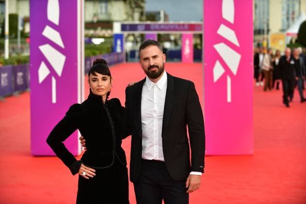 51st Deauville American Film Festival - Red Carpet day 6 Mia Maestro arrives with Argentinian film director Lucio Castro for the movie After this death during the 51st edition of the Deauville American film festival, in Deauville, northwestern France, on September 10, 2025.  Copyright: xJeanxCharlesx