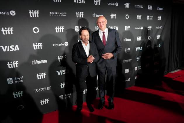 September 10, 2025, Toronto, On, CAN: Director Barry Avrich and retired Israeli general Noam Tibon arrive on the red carpet to promote the film The Road Between Us: The Ultimate Rescue at the Toronto International Film Festival, in Toronto, on Wednesday. Sept. 10, 2025. Toronto CAN  - ZUMAc35_ 20250910_zaf_c35_096 Copyright: xChrisxYoungx
