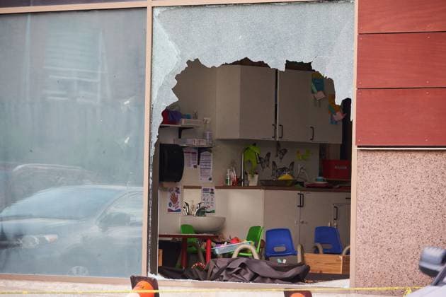 September 10, 2025, Richmond, On, Canada: Police block off First Roots Early Education Academy after a car drove through its window in Richmond Hill, Ont., on Wednesday, Sept. 10, 2025. Richmond Canada  - ZUMAc35_ 20250910_zaf_c35_184 Copyright: xSammyxKoganx