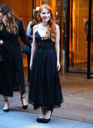 NYFW - Celebs At The Ralph Lauren Fashion Show Jessica Chastain leaves the Ralph Lauren Spring 2026 fahion show during the New York fashion week in midtown, NY on September 10, 2025. Photo by Dylan Travis ABACAPRESS.COM New York City NY United States  Copyright: xDylanxTravis ABACAx