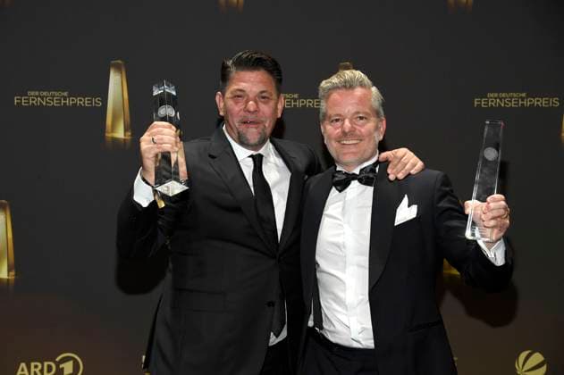 Tim Mälzer and Andre Dietz at the German Television Award 2025 ceremony at the MMC Studios Cologne, 10 09 2025 Foto:xF.xKernx xFuturexImagex fernsehpreis_5937