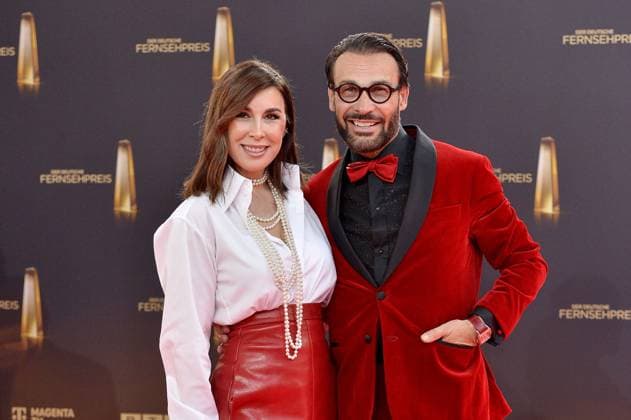 Judith Williams and Alexander Klaus Stecher arriving at the German Television Award ceremony at the MMC Studios in Cologne on 10 09 2025
