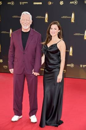Otto Steiner and Natalia Avelon arriving at the German Television Award ceremony at the MMC Studios in Cologne on 10 09 2025