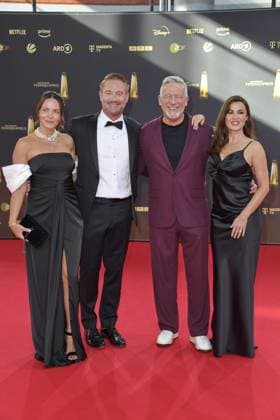 Julia Röntgen, Sasha, Otto Steiner and Natalia Avelon arriving at the German Television Award ceremony at the MMC Studios in Cologne on 10 09 2025