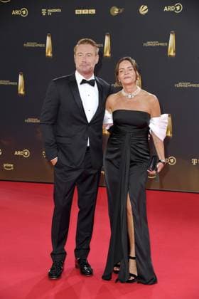 Sasha with wife Julia Röntgen on arrival at the German Television Award ceremony at the MMC Studios in Cologne on 10 09 2025