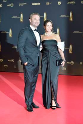 Sasha with wife Julia Röntgen on arrival at the German Television Award ceremony at the MMC Studios in Cologne on 10 09 2025
