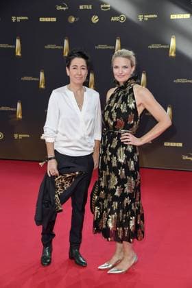 Dunja Hayali and Sarah Tacke arriving at the German Television Award ceremony at the MMC Studios in Cologne on 10 09 2025
