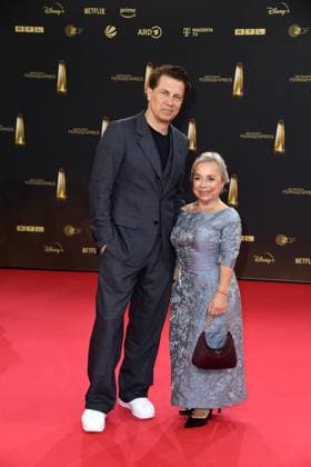 Wolfram Grandezka and Christine Urspruch arriving at the German Television Award ceremony at the MMC Studios in Cologne on 10 09 2025