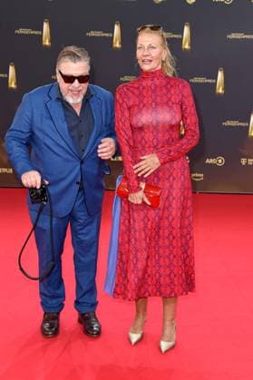 Armin Rohde and Angela Freifrau von Schilling arriving at the German Television Award ceremony at the MMC Studios in Cologne on 10 09 2025