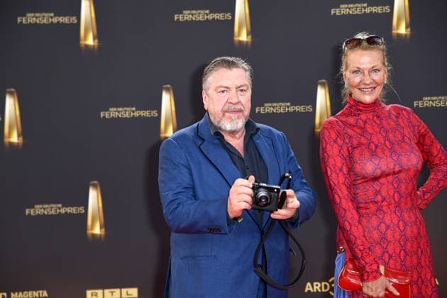 Armin Rohde and Angela Freifrau von Schilling arriving at the German Television Award ceremony at the MMC Studios in Cologne on 10 09 2025