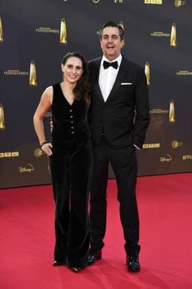 Heidrun Buchmaier and Bastian Pastewka arriving at the German Television Award ceremony at the MMC Studios in Cologne on 10 09 2025