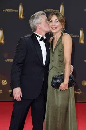 AndrÃ Dietz with his wife Shari Dietz on arrival at the German Television Award ceremony at the MMC Studios in Cologne on 10 09 2025