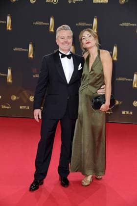 AndrÃ Dietz with his wife Shari Dietz on arrival at the German Television Award ceremony at the MMC Studios in Cologne on 10 09 2025