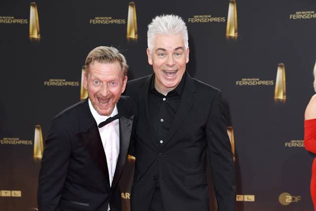 Michael Kessler and Michael Mittermeier arriving at the German Television Award ceremony at the MMC Studios in Cologne on 10 09 2025