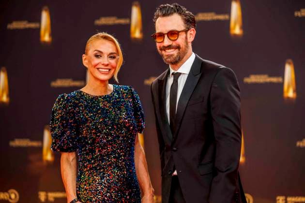 abb Inga Leschek and Jan Koeppen as guests on the red carpet at the German Television Award 2025 ceremony at the MMC Studios on 0 09 2025 in Cologne NRW Germany