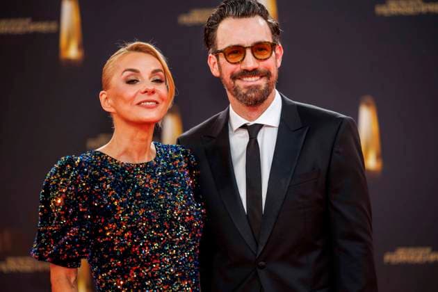abb Inga Leschek and Jan Koeppen as guests on the red carpet at the German Television Award 2025 ceremony at the MMC Studios on 0 09 2025 in Cologne NRW Germany