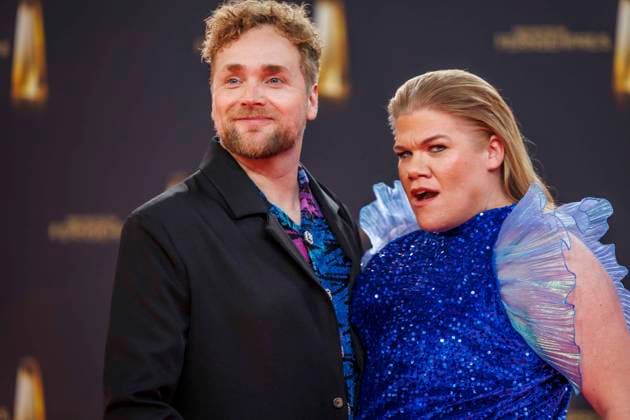abb Knud Riepen and Gisa Flake as guests on the red carpet at the German Television Award 2025 ceremony at the MMC Studios on 0 09 2025 in Cologne NRW Germany