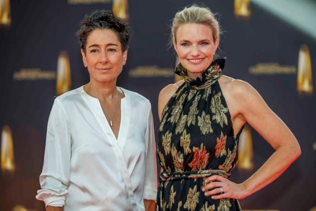 abb Dunja Hayali and Sarah Tacke ZDF as guests on the red carpet at the German Television Award 2025 ceremony at the MMC Studios on 0 09 2025 in Cologne NRW Germany